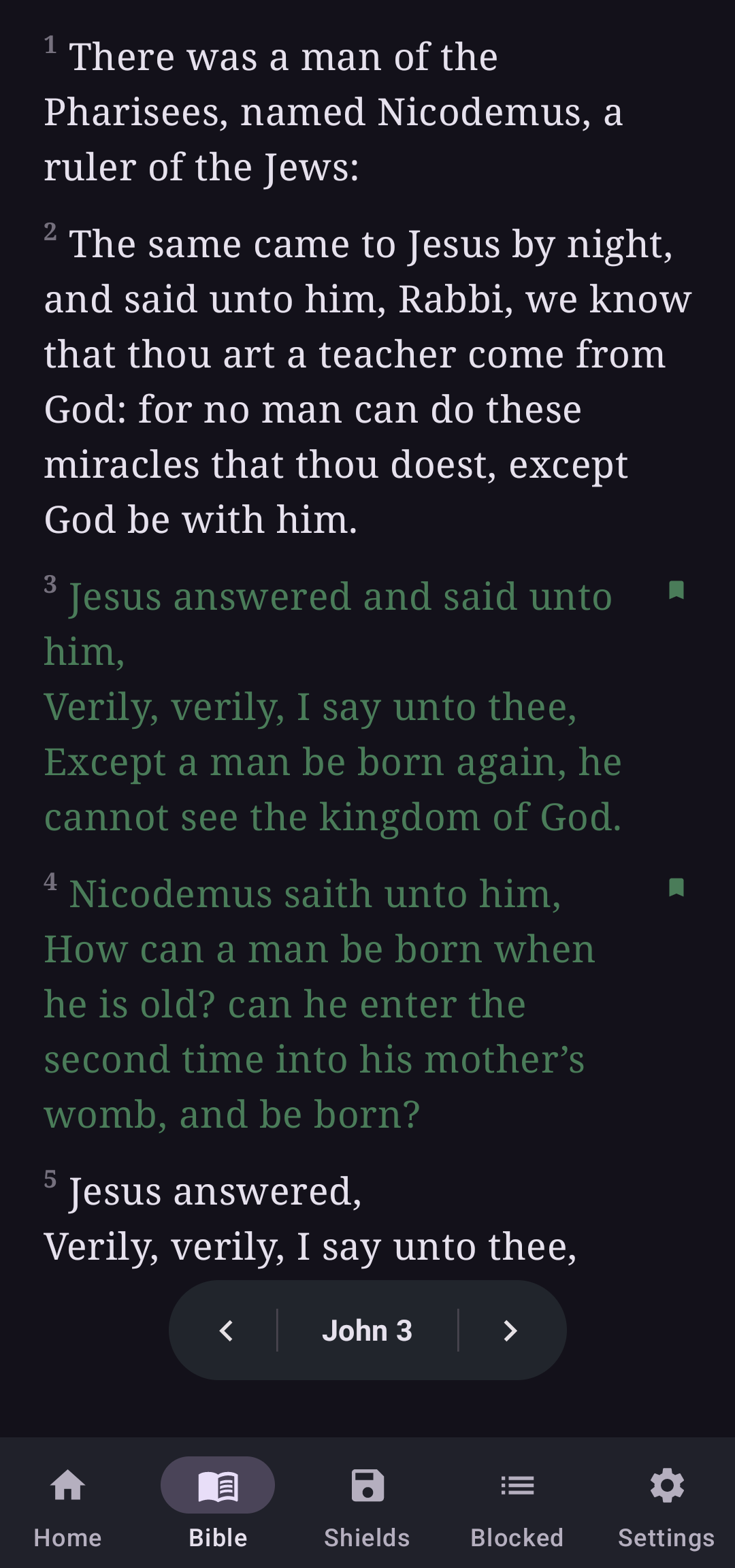Built-in Bible reader